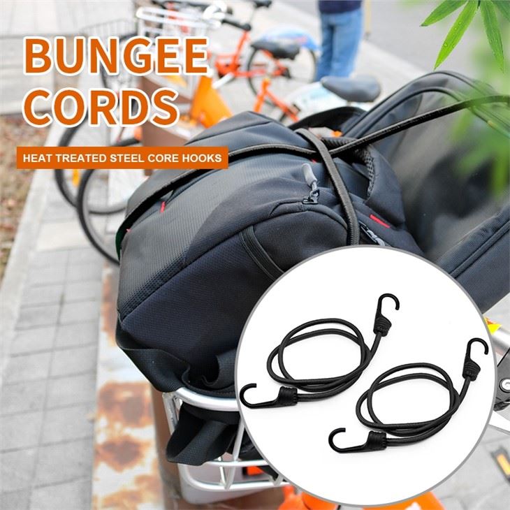 2 Pack Rubber Bungee Set Elastic Shock Absorbing Bungee Strap Hook