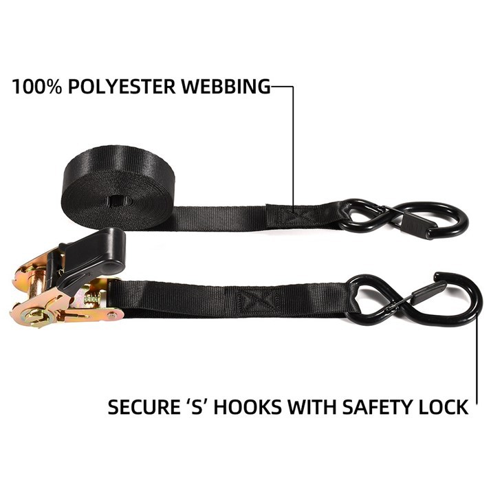 4pk 1inch Ratchet Straps Heavy Duty With Soft Loop