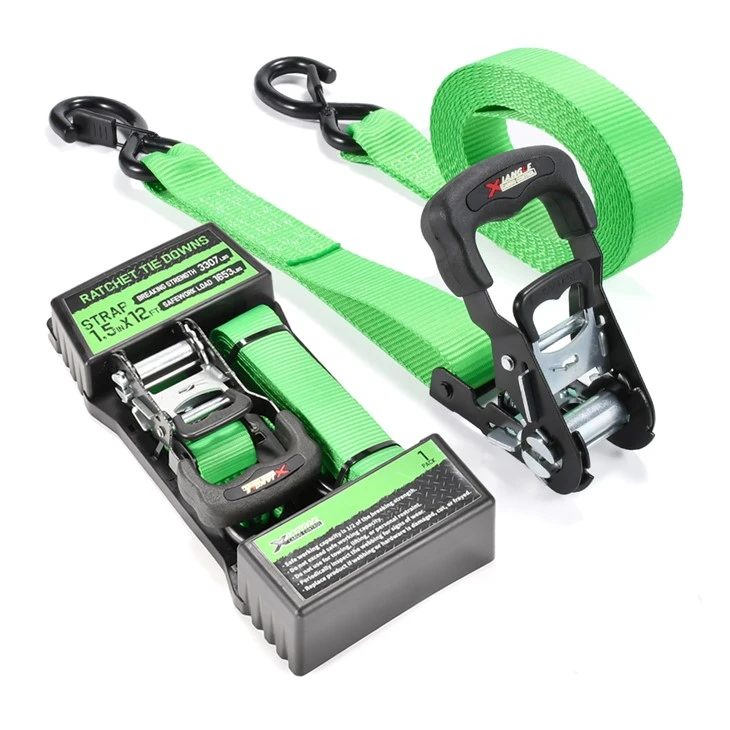 Heavy Duty 1.5 Inch Ratchet Straps With Rubber Handle