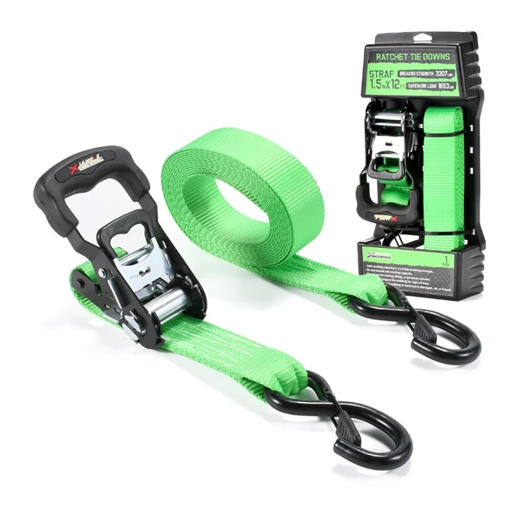 Heavy Duty 1.5 Inch Ratchet Straps With Rubber Handle